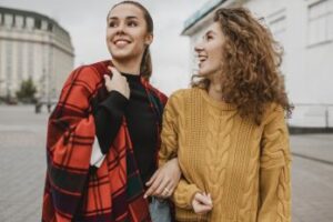 Two white, female friends